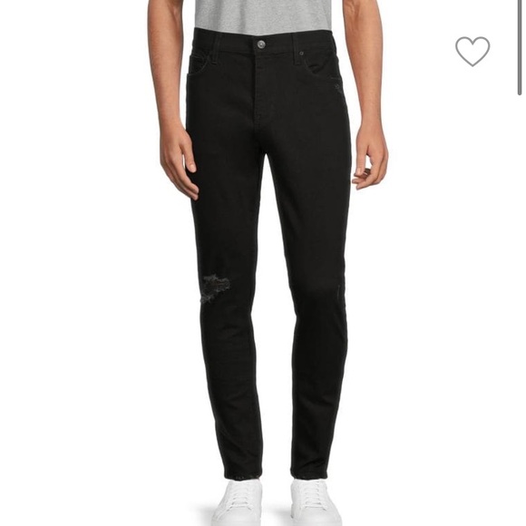 NWT Hudson Black Ripped Cut Knee Zev Skinny Slim Stretch Jeans (Mens) Size 40.